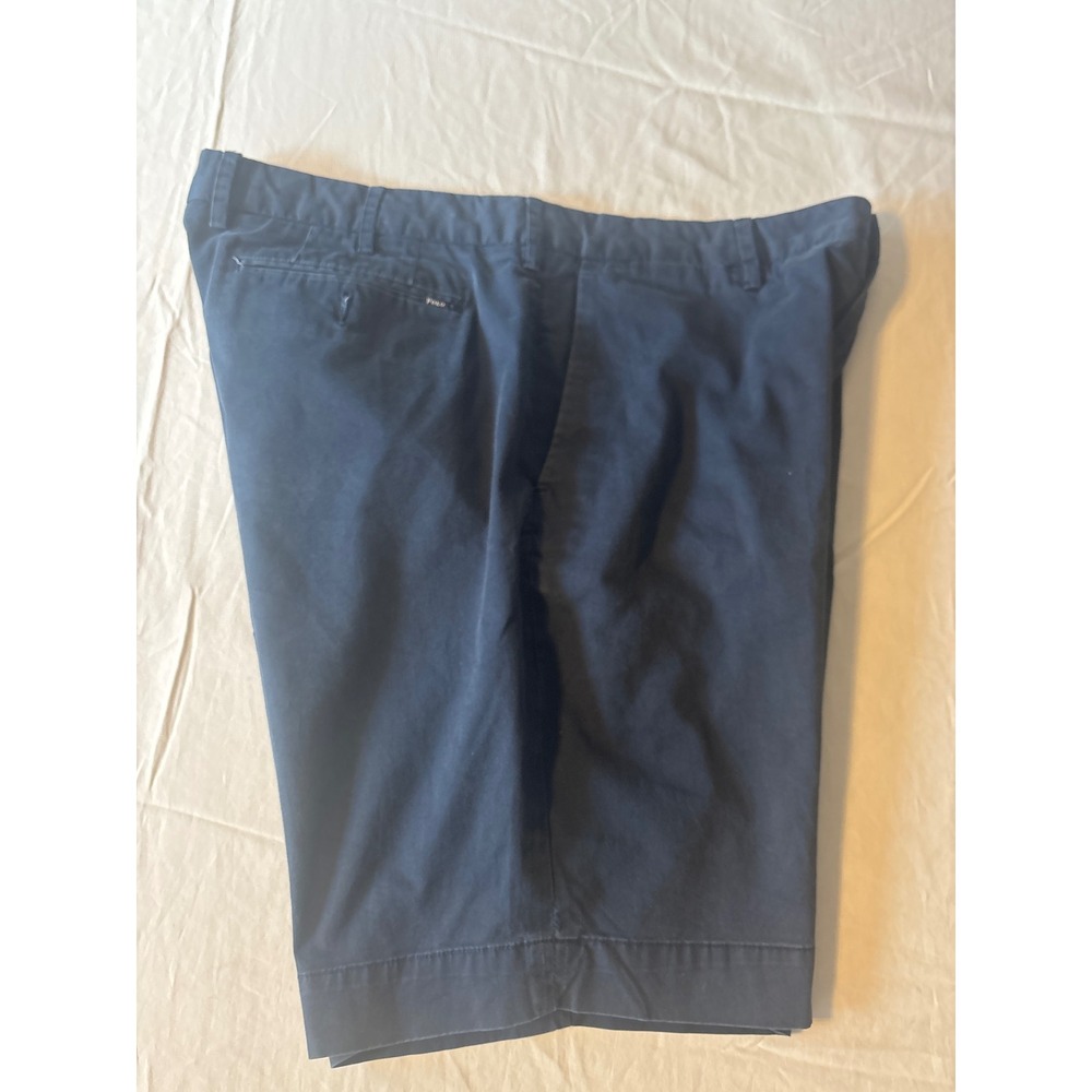 Polo Ralph Lauren Chino Shorts Mens 33 Navy Blue Good Classic Flat‎ Front Twill